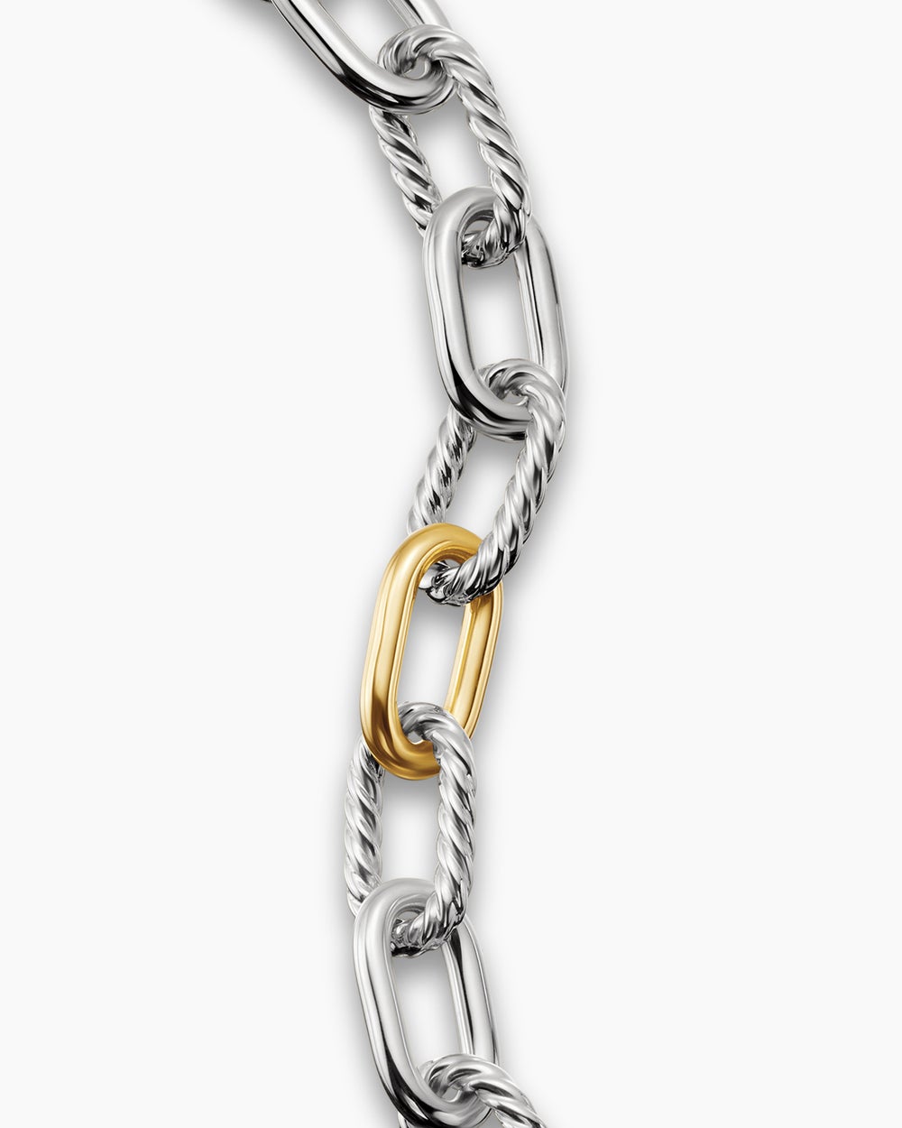 Womens DY Madison Chain Bracelet in Sterling Silver with 18K Yellow Gold, 11mm