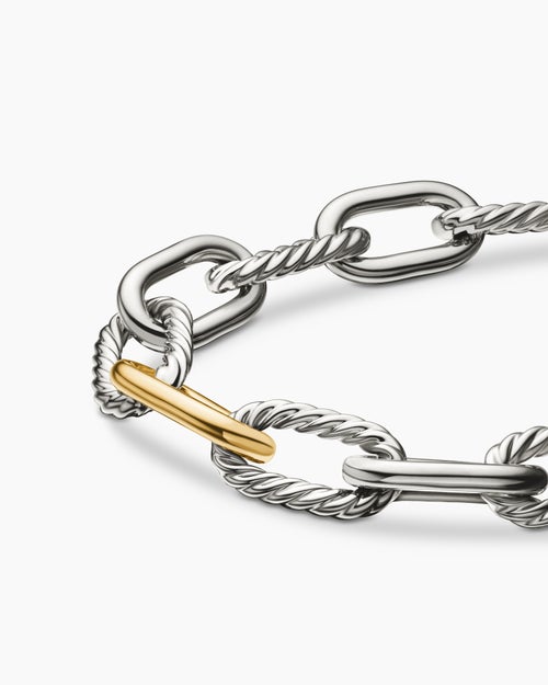 Womens DY Madison Chain Bracelet in Sterling Silver with 18K Yellow Gold, 11mm