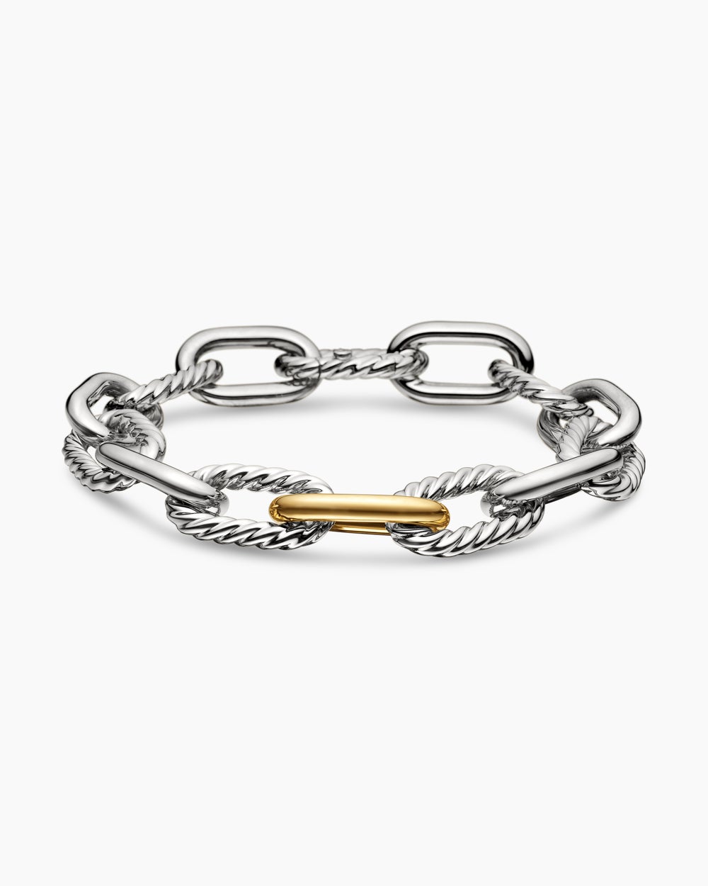 Womens DY Madison Chain Bracelet in Sterling Silver with 18K Yellow Gold, 11mm