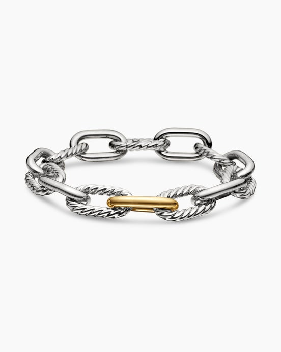 DY Madison® Chain Bracelet in Sterling Silver with 18K Yellow Gold, 11mm