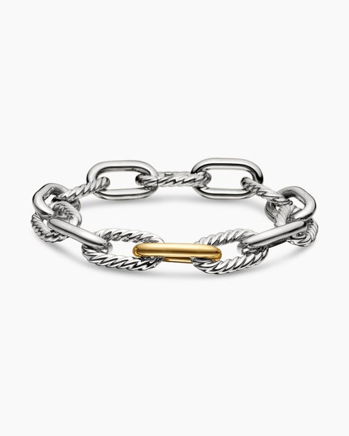 Womens DY Madison Chain Bracelet in Sterling Silver with 18K Yellow Gold, 11mm