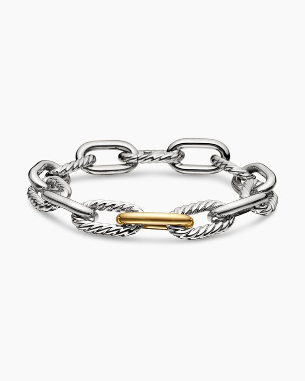 DY Madison Chain Bracelet in Sterling Silver with 18K Yellow Gold, 11mm
