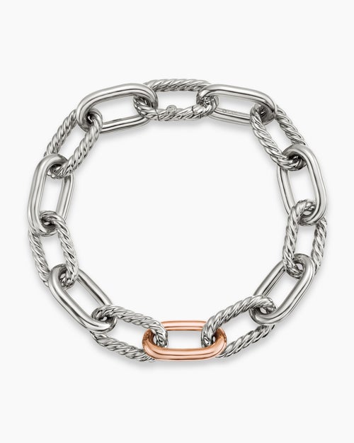 Womens DY Madison Chain Bracelet in Sterling Silver with 18K Rose Gold, 11mm