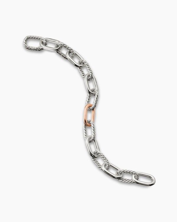 DY Madison Chain Bracelet in Sterling Silver with 18K Rose Gold, 11mm