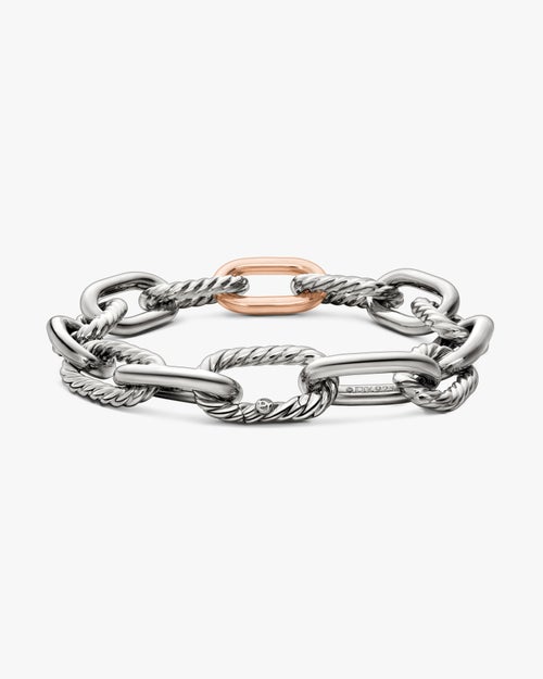 Womens DY Madison® Chain Bracelet in Sterling Silver with 18K Rose Gold, 11mm