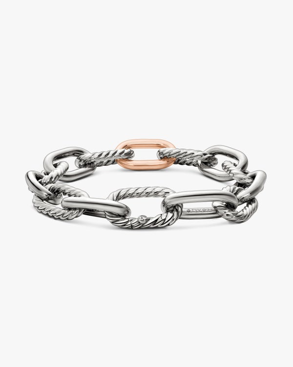 DY Madison Chain Bracelet in Sterling Silver with 18K Rose Gold, 11mm