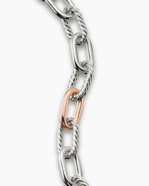 Womens DY Madison® Chain Bracelet in Sterling Silver with 18K Rose Gold, 11mm