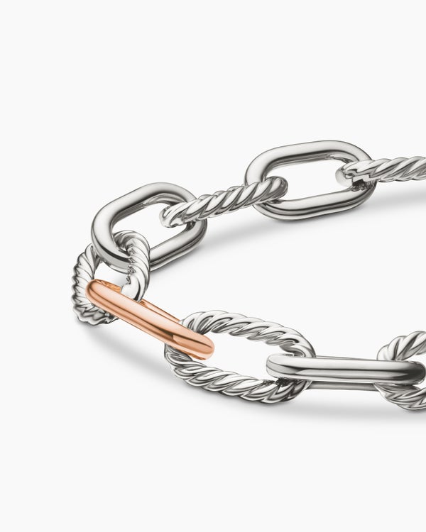 DY Madison Chain Bracelet in Sterling Silver with 18K Rose Gold, 11mm