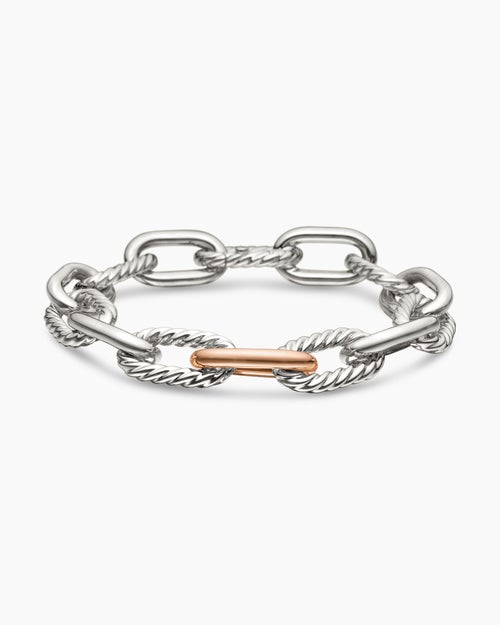 Womens DY Madison® Chain Bracelet in Sterling Silver with 18K Rose Gold, 11mm