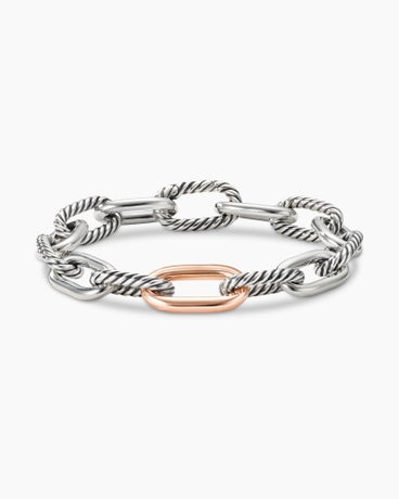 DY Madison® Chain Bracelet in Sterling Silver with 18K Rose Gold, 11mm