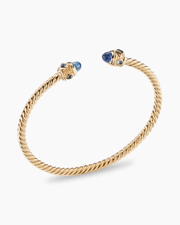 Renaissance® Cablespira Bracelet in 18K Yellow Gold with Blue Sapphires, 3.5mm