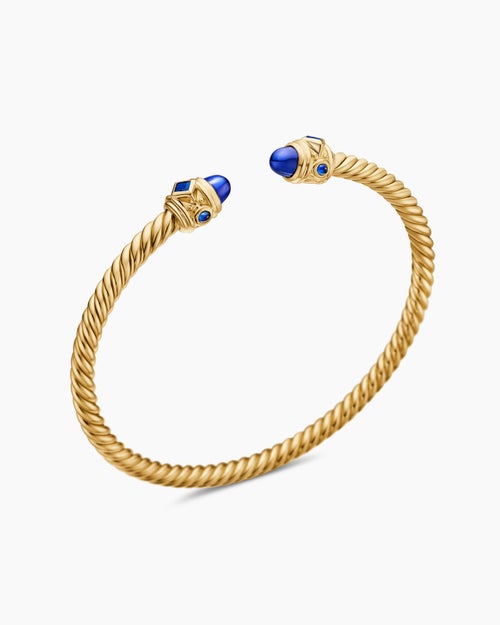 Womens Renaissance® Cablespira® Bracelet in 18K Yellow Gold with Blue Sapphires, 3.5mm