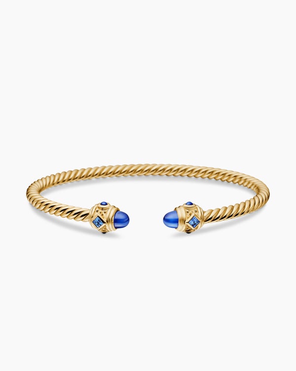 Renaissance® Cablespira® Bracelet in 18K Yellow Gold with Blue Sapphires, 3.5mm