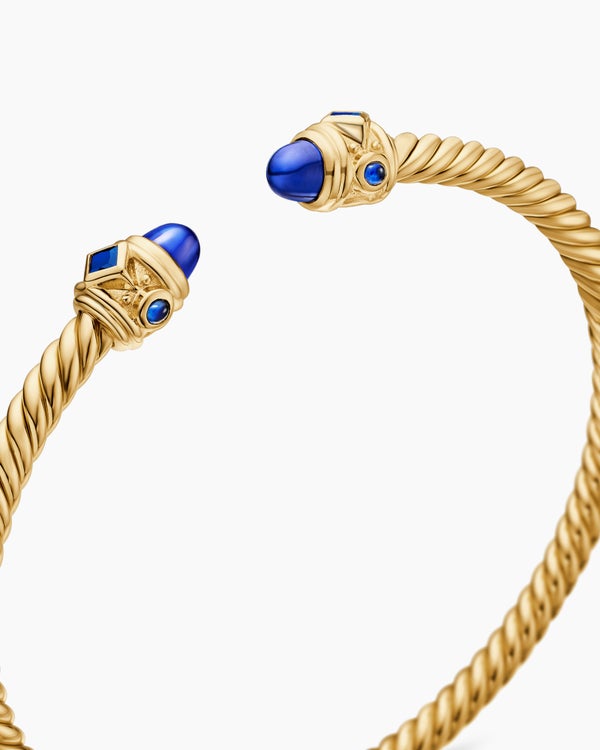 Renaissance® Cablespira® Bracelet in 18K Yellow Gold with Blue Sapphires, 3.5mm