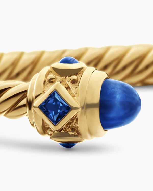 Renaissance® Cablespira® Bracelet in 18K Yellow Gold with Blue Sapphires, 3.5mm
