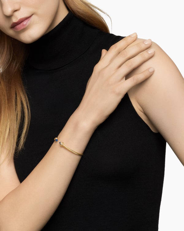 Renaissance® Cablespira® Bracelet in 18K Yellow Gold with Blue Sapphires, 3.5mm