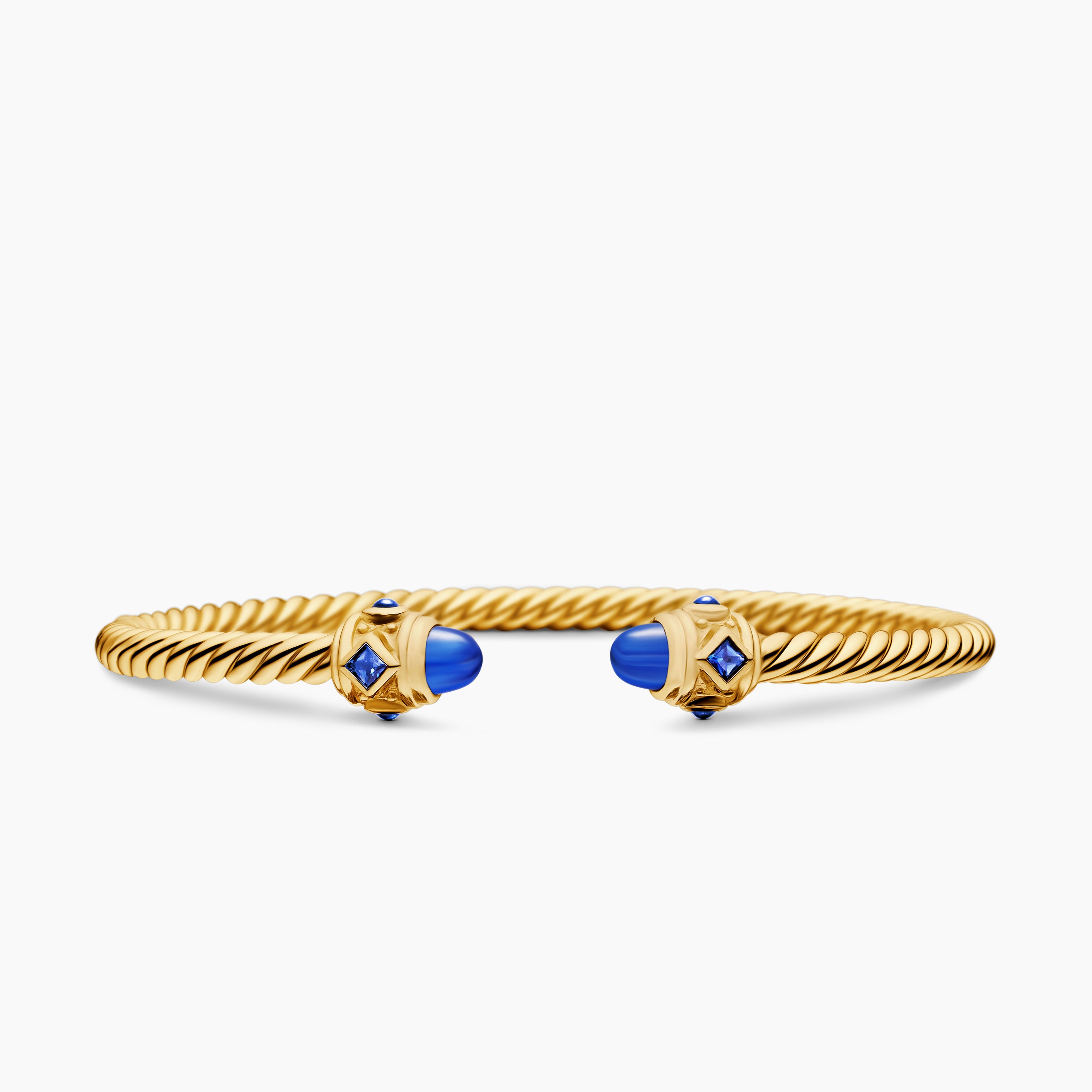 Womens Renaissance&reg; Cablespira&reg; Bracelet in 18K Yellow Gold with Blue Sapphires, 3.5mm