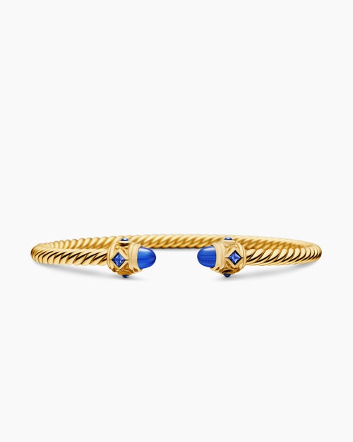 Womens Renaissance® Cablespira® Bracelet in 18K Yellow Gold with Blue Sapphires, 3.5mm