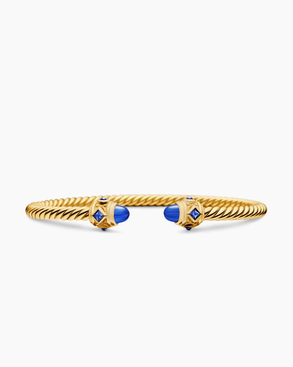 Renaissance® Cablespira® Bracelet in 18K Yellow Gold with Blue Sapphires, 3.5mm