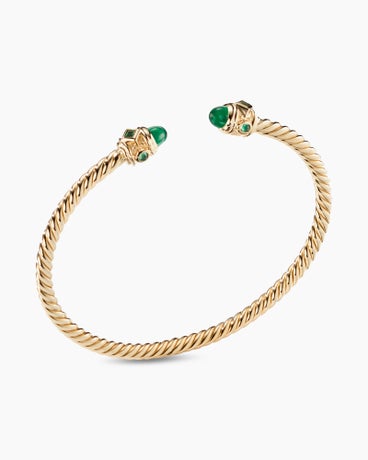 Renaissance® Cablespira Bracelet in 18K Yellow Gold with Emeralds, 3.5mm