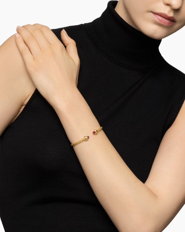 Renaissance® Cablespira Bracelet in 18K Yellow Gold with Rubies, 3.5mm