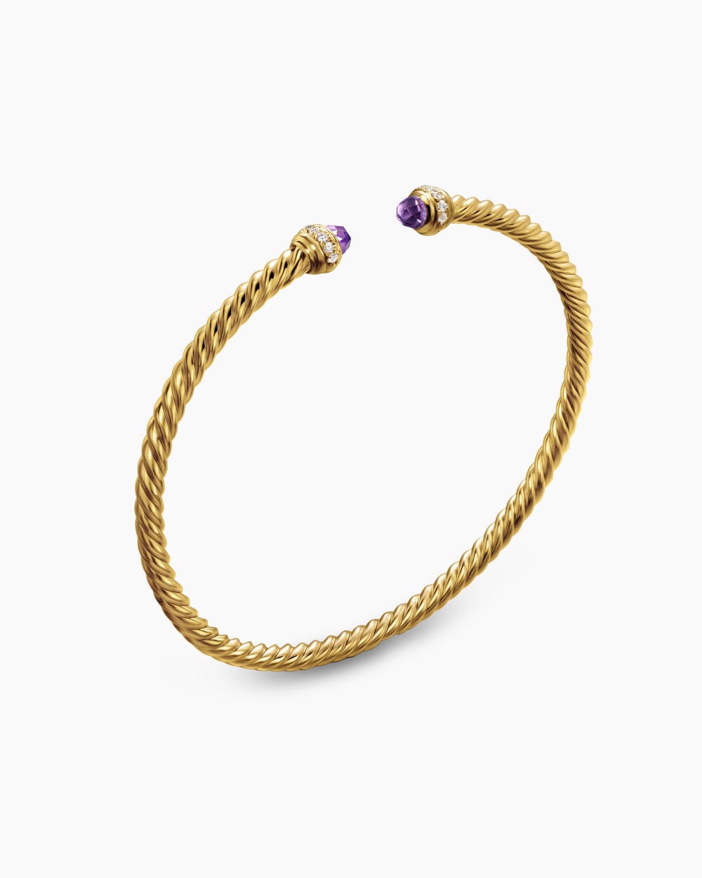 Womens Classic Cablespira Bracelet in 18K Yellow Gold with Diamonds, 3mm