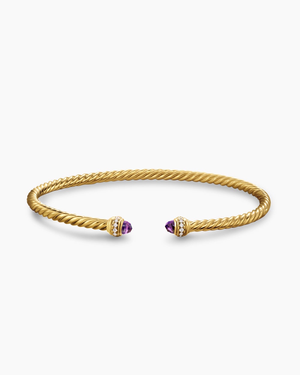 Womens Classic Cablespira Bracelet in 18K Yellow Gold with Diamonds, 3mm