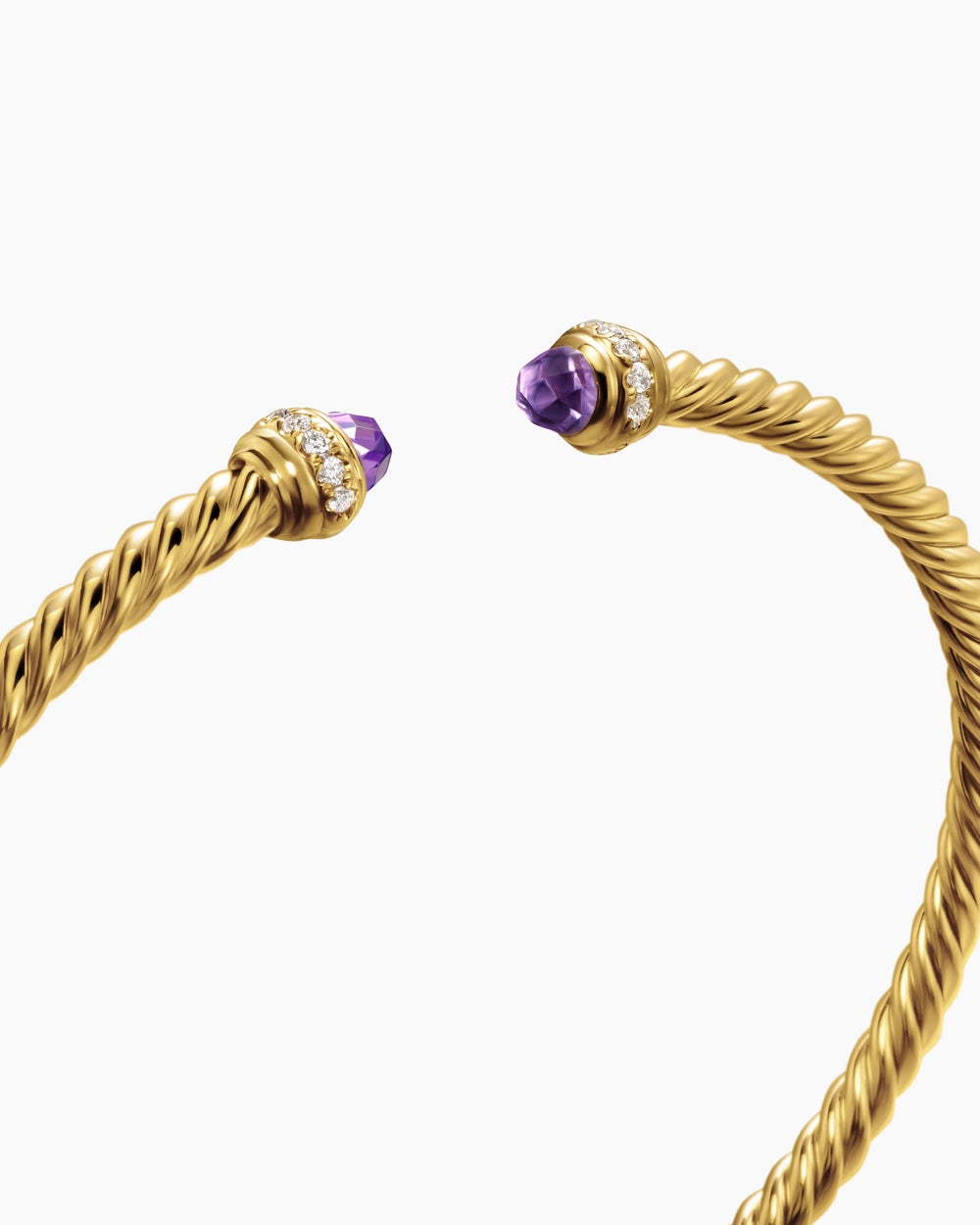 Womens Classic Cablespira Bracelet in 18K Yellow Gold with Diamonds, 3mm