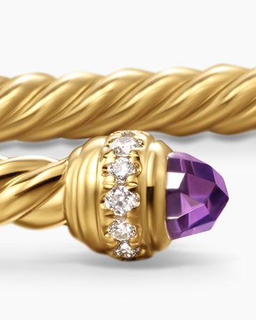 Classic Cablespira® Bracelet in 18K Yellow Gold with Amethyst and Diamonds, 3mm