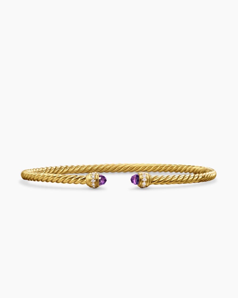 Womens Classic Cablespira Bracelet in 18K Yellow Gold with Diamonds, 3mm