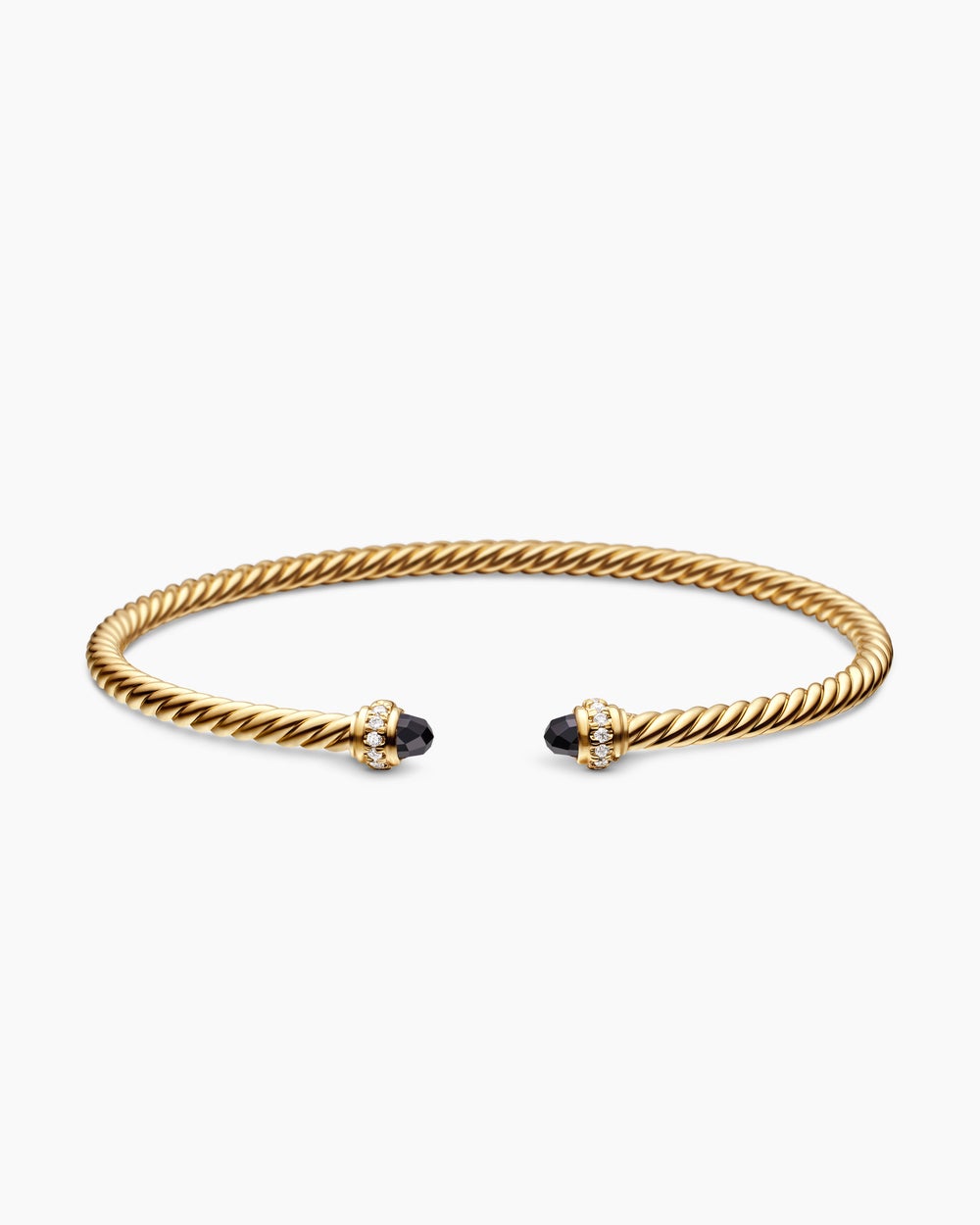 Womens Classic Cablespira® Bracelet in 18K Yellow Gold with Black Onyx and Diamonds, 3mm