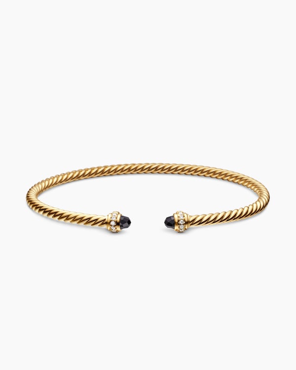 Classic Cablespira® Bracelet in 18K Yellow Gold with Black Onyx and Diamonds, 3mm
