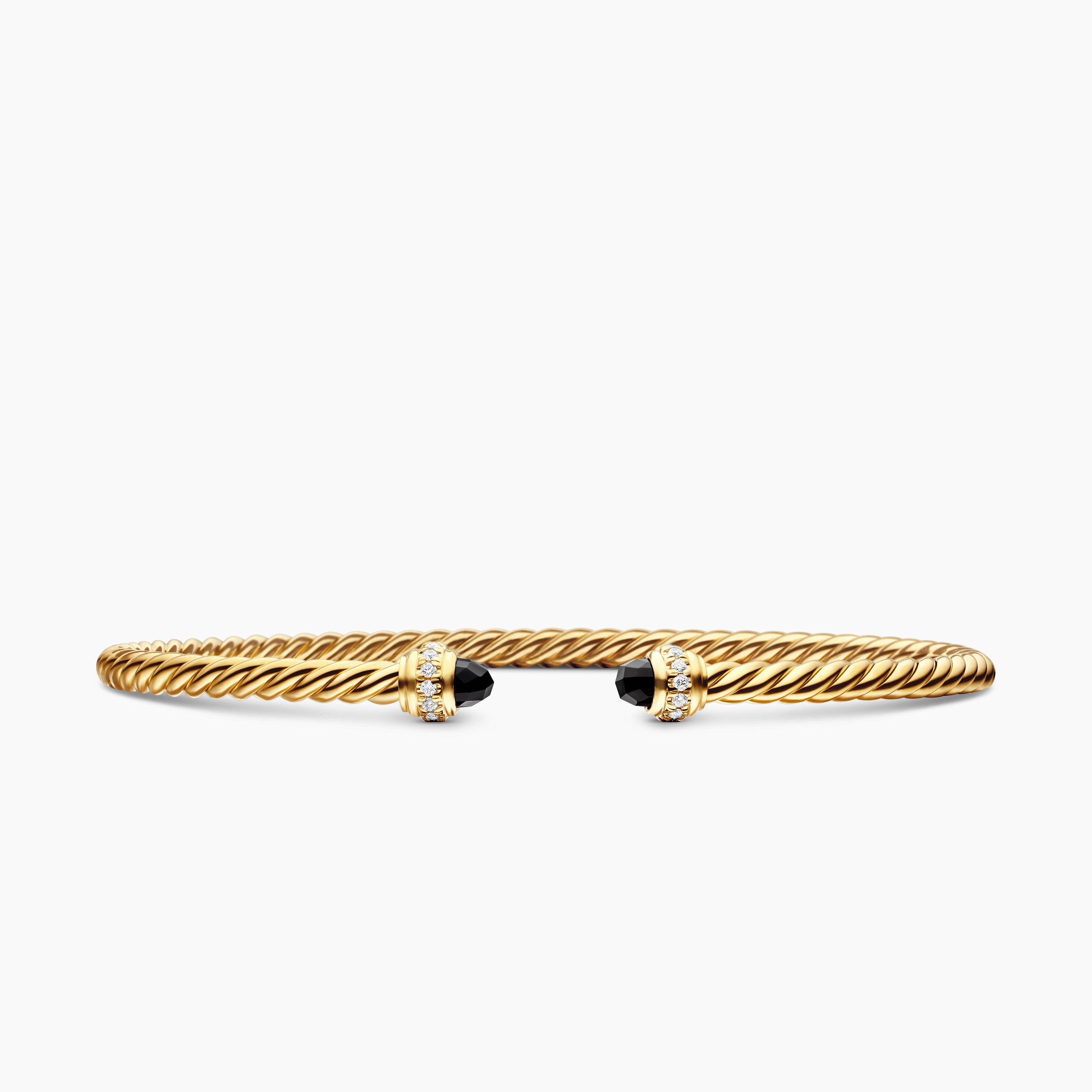Womens Classic Cablespira Bracelet in 18K Yellow Gold with Diamonds, 3mm