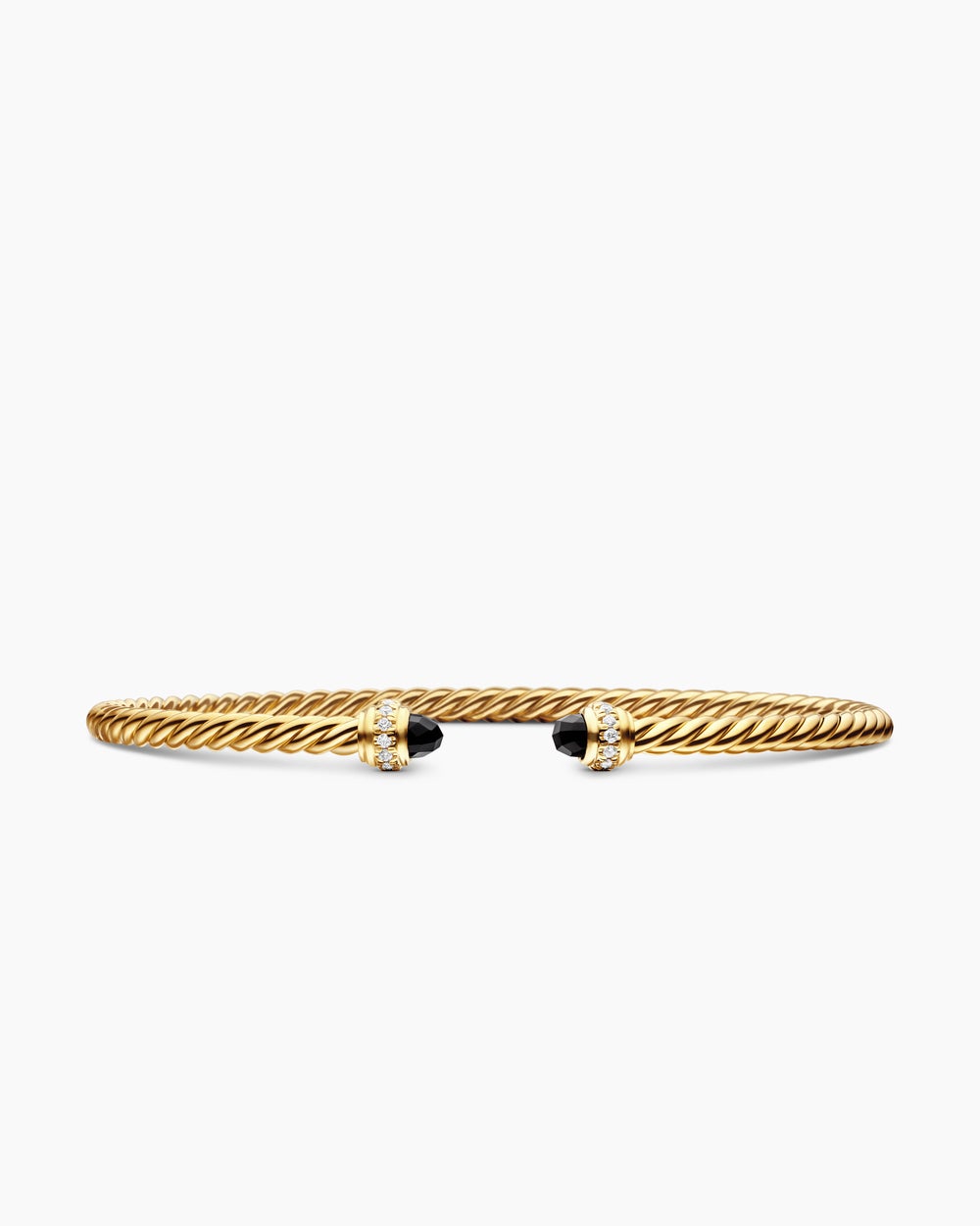 Womens Classic Cablespira® Bracelet in 18K Yellow Gold with Black Onyx and Diamonds, 3mm