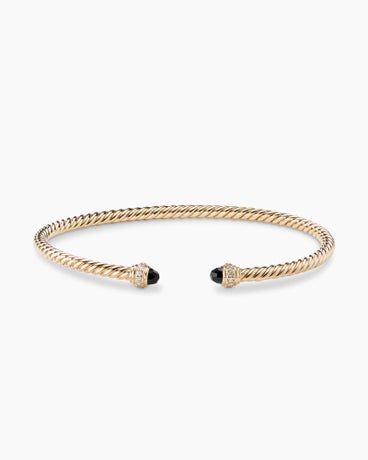 Classic Cablespira® Bracelet in 18K Yellow Gold with Black Onyx and Diamonds, 3mm