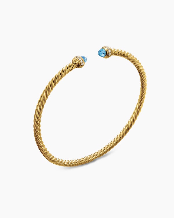 Classic Cablespira Bracelet in 18K Yellow Gold with Diamonds, 3mm