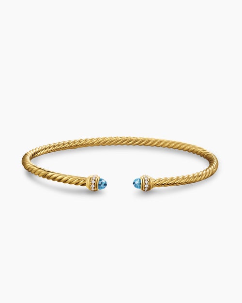 Womens Classic Cablespira Bracelet in 18ct Yellow Gold with Diamonds, 3mm