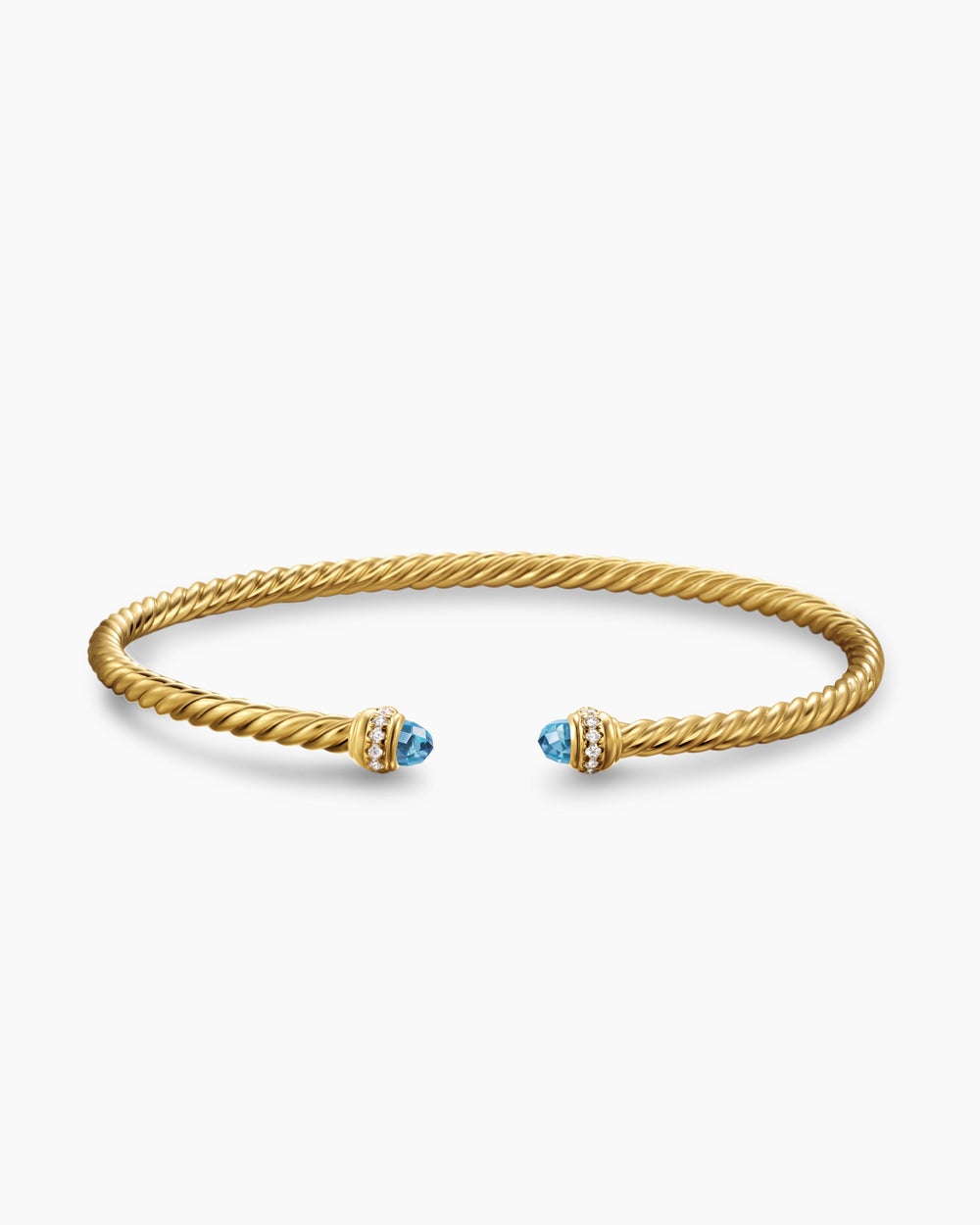 Womens Classic Cablespira Bracelet in 18K Yellow Gold with Diamonds, 3mm