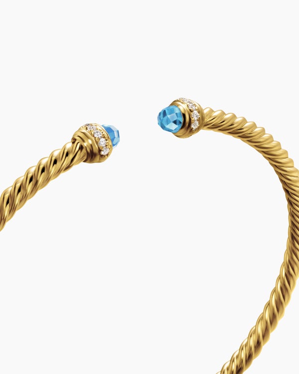 Classic Cablespira Bracelet in 18K Yellow Gold with Diamonds, 3mm