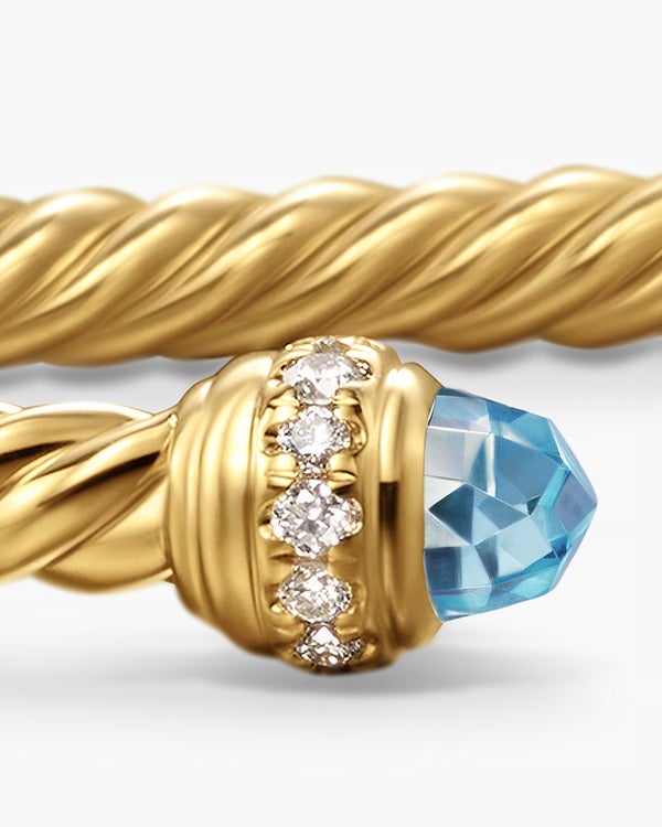 Classic Cablespira Bracelet in 18K Yellow Gold with Diamonds, 3mm