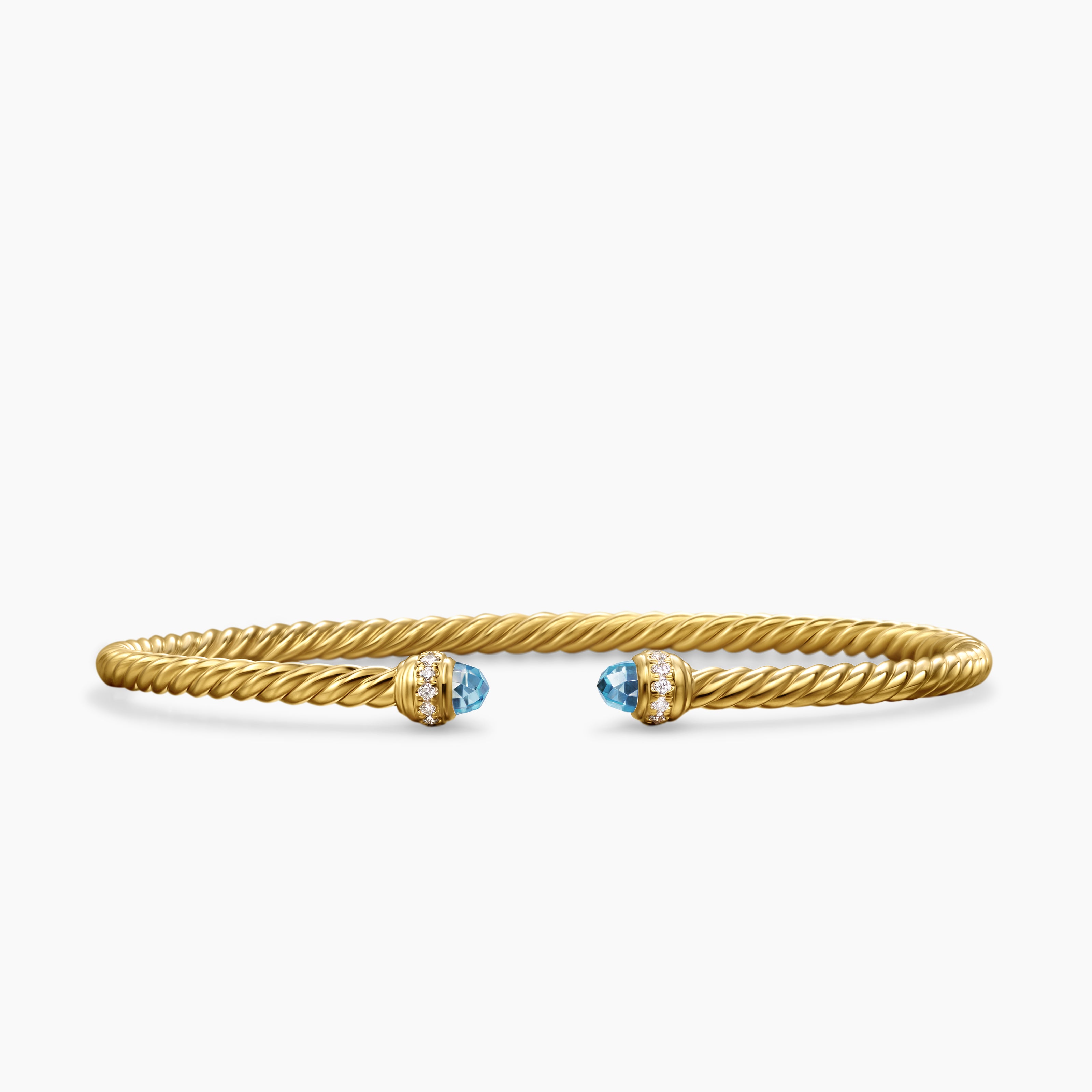 Womens Classic Cablespira Bracelet in 18K Yellow Gold with Diamonds, 3mm