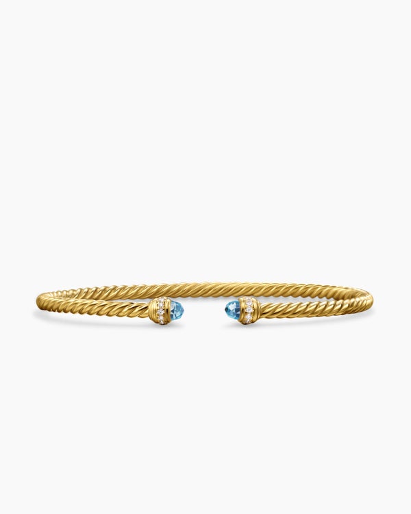 Classic Cablespira Bracelet in 18K Yellow Gold with Diamonds, 3mm