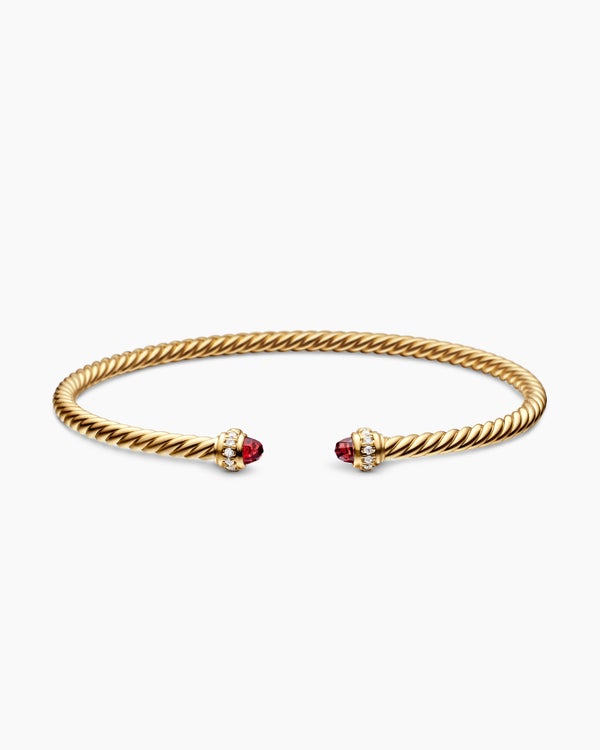 Classic Cablespira Bracelet in 18K Yellow Gold with Diamonds, 3mm