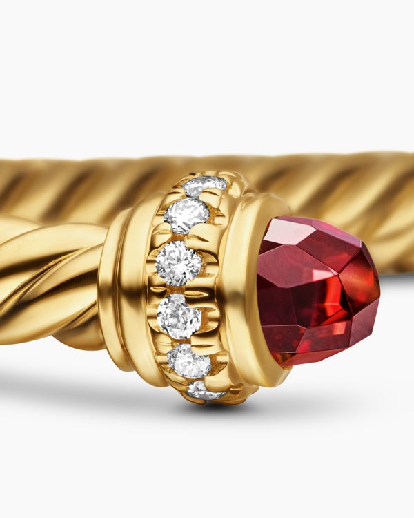 Classic Cablespira Bracelet in 18K Yellow Gold with Diamonds, 3mm