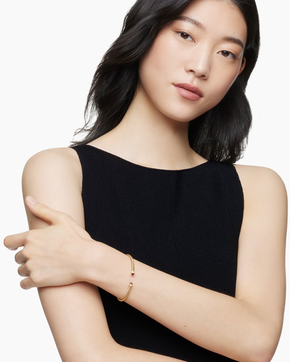Womens Classic Cablespira Bracelet in 18K Yellow Gold with Diamonds, 3mm