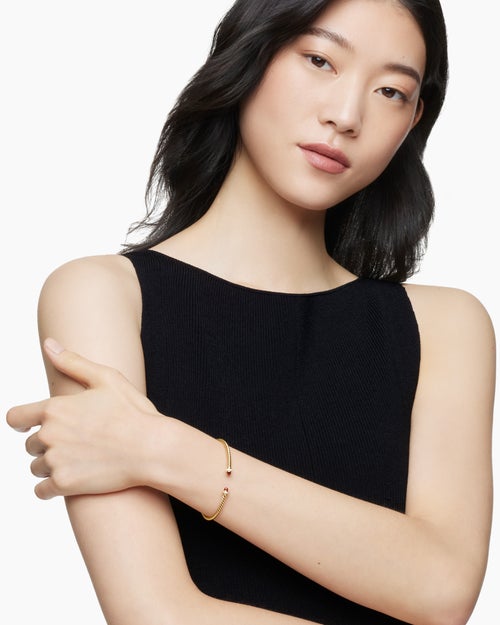 Womens Classic Cablespira Bracelet in 18K Yellow Gold with Diamonds, 3mm