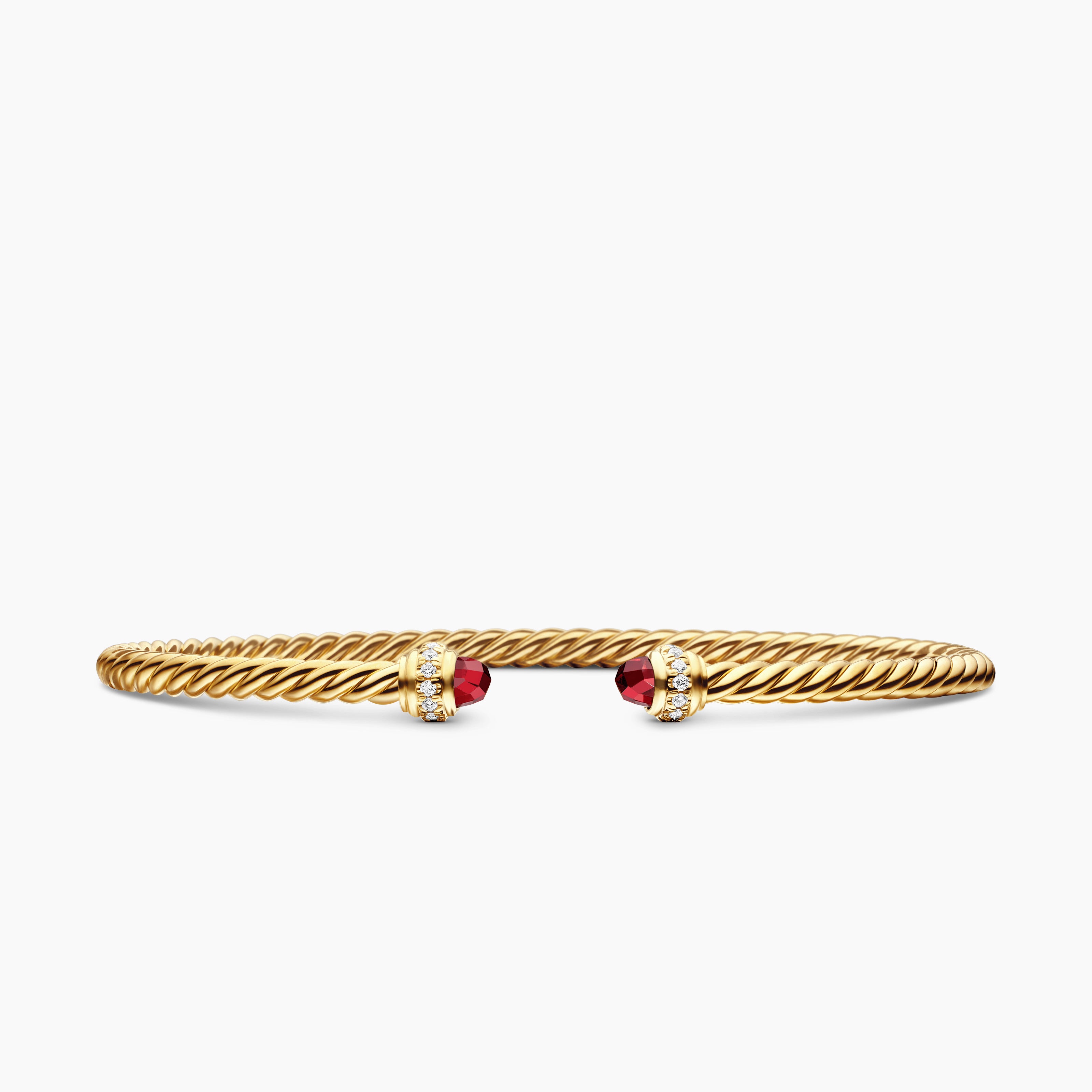 Womens Classic Cablespira Bracelet in 18K Yellow Gold with Diamonds, 3mm