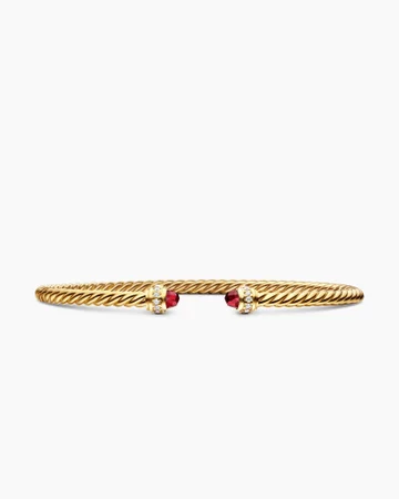 David Yurman | Classic Cablespira Bracelet in 18K Yellow Gold with Diamonds, 3mm