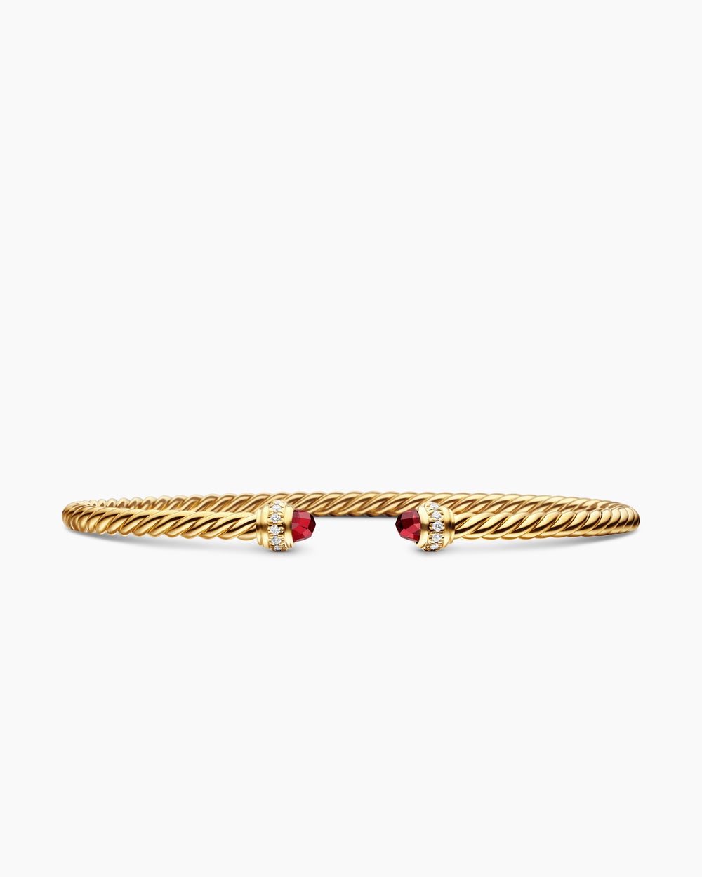Womens Classic Cablespira Bracelet in 18K Yellow Gold with Diamonds, 3mm