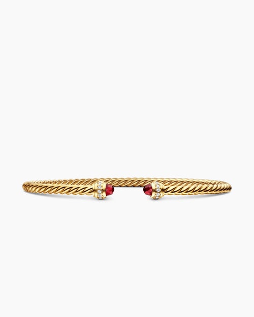 Womens Classic Cablespira Bracelet in 18K Yellow Gold with Diamonds, 3mm
